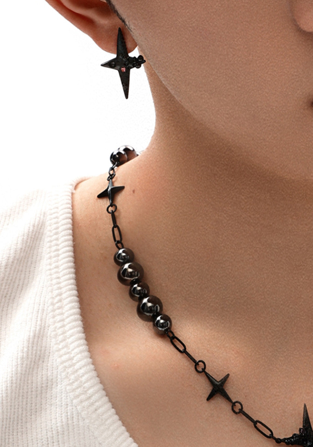 Losing Bargain丨Black-Pink Star Beaded Necklace - PSYLOS 1, Losing Bargain丨Black-Pink Star Beaded Necklace, Accessories, Losing Bargain, PSYLOS 1